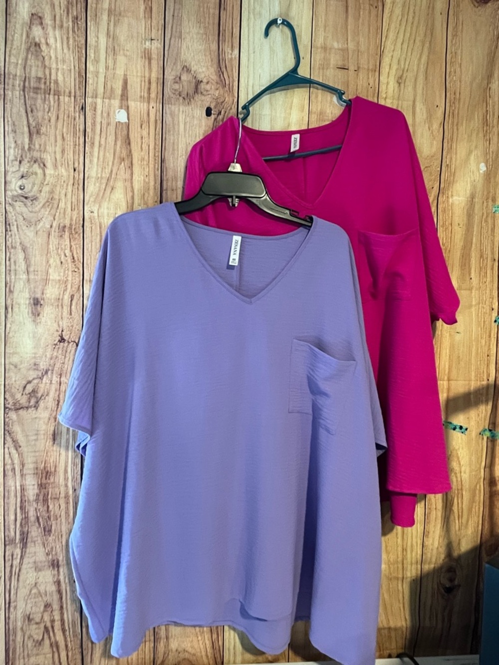 Zenana Outfitters V-Neck Pocket Tunic Airflow High Low Top Oversized Blouse 2XL